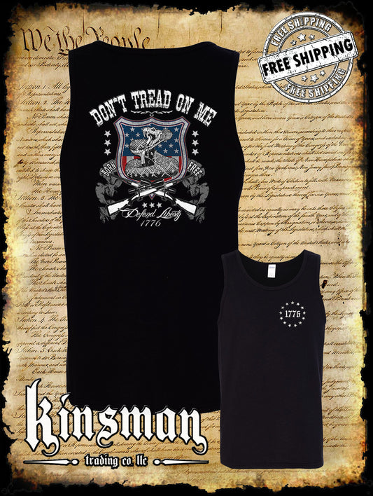 Defend Liberty Don't Tread on Me 2-Sided Tank Top T-Shirt / 2nd Amendment Rattlesnake
