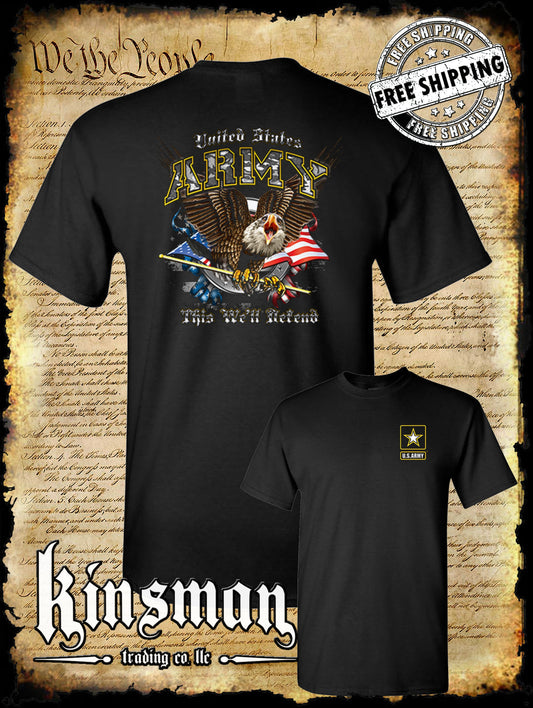 US Army This We'll Defend 2-Sided T-Shirt Official Licensed Military