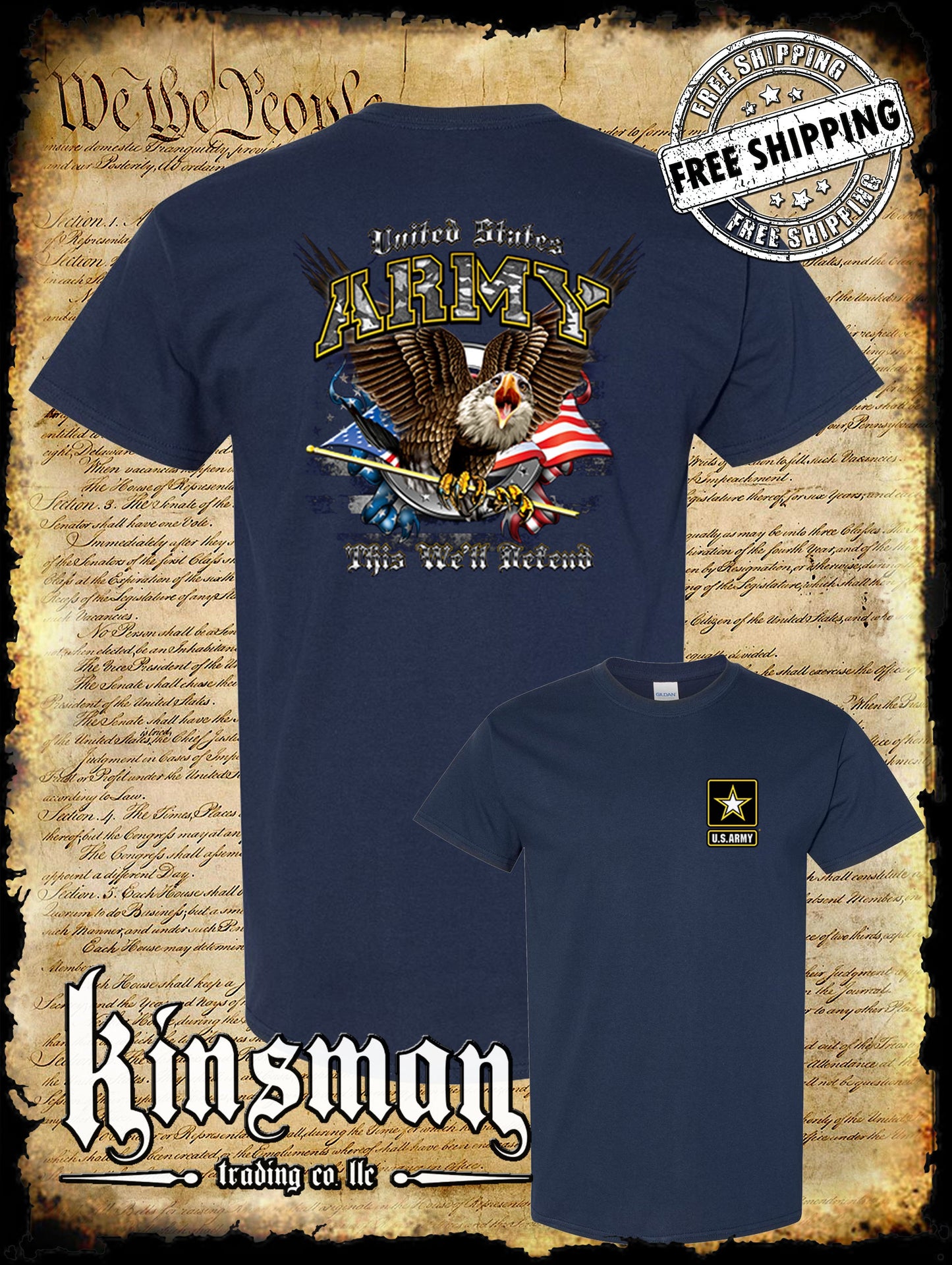 US Army This We'll Defend 2-Sided T-Shirt Official Licensed Military