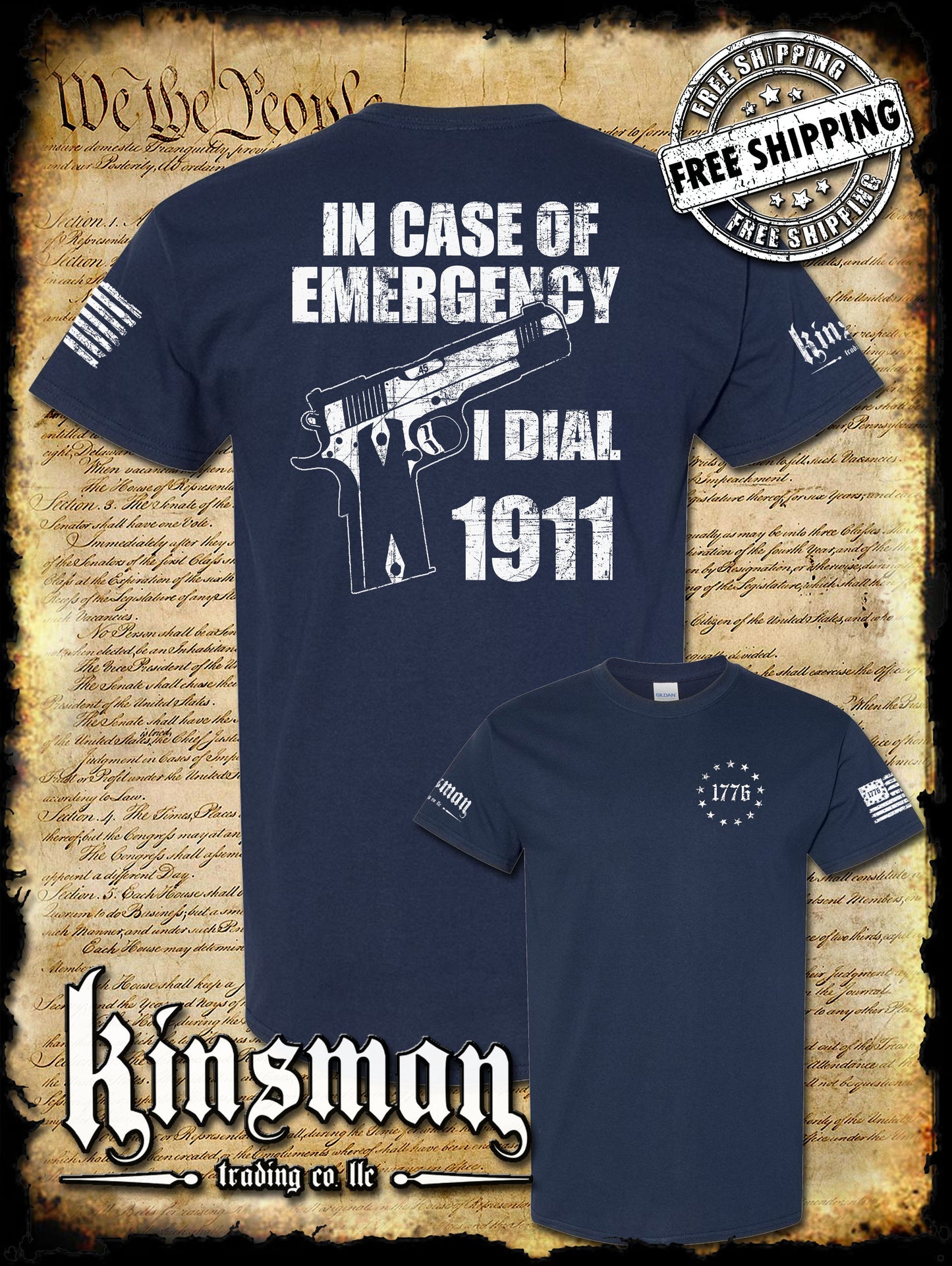 In Case of EMERGENCY, Dial 1911 2-Sided T-Shirt