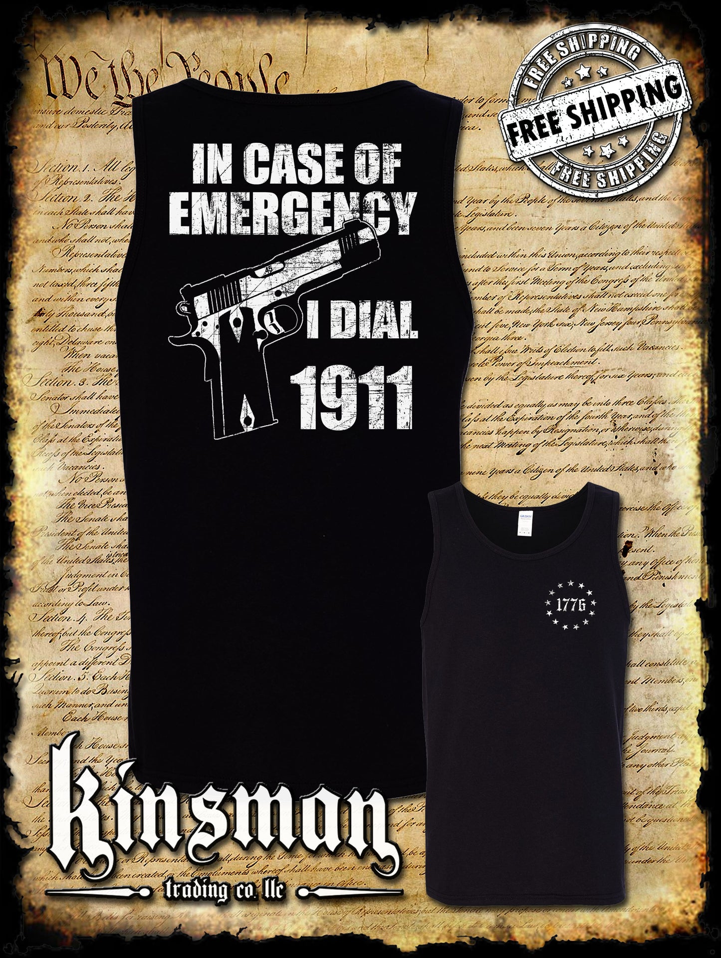 In Case of EMERGENCY, Dial 1911 2-Sided Tank Top T-Shirt
