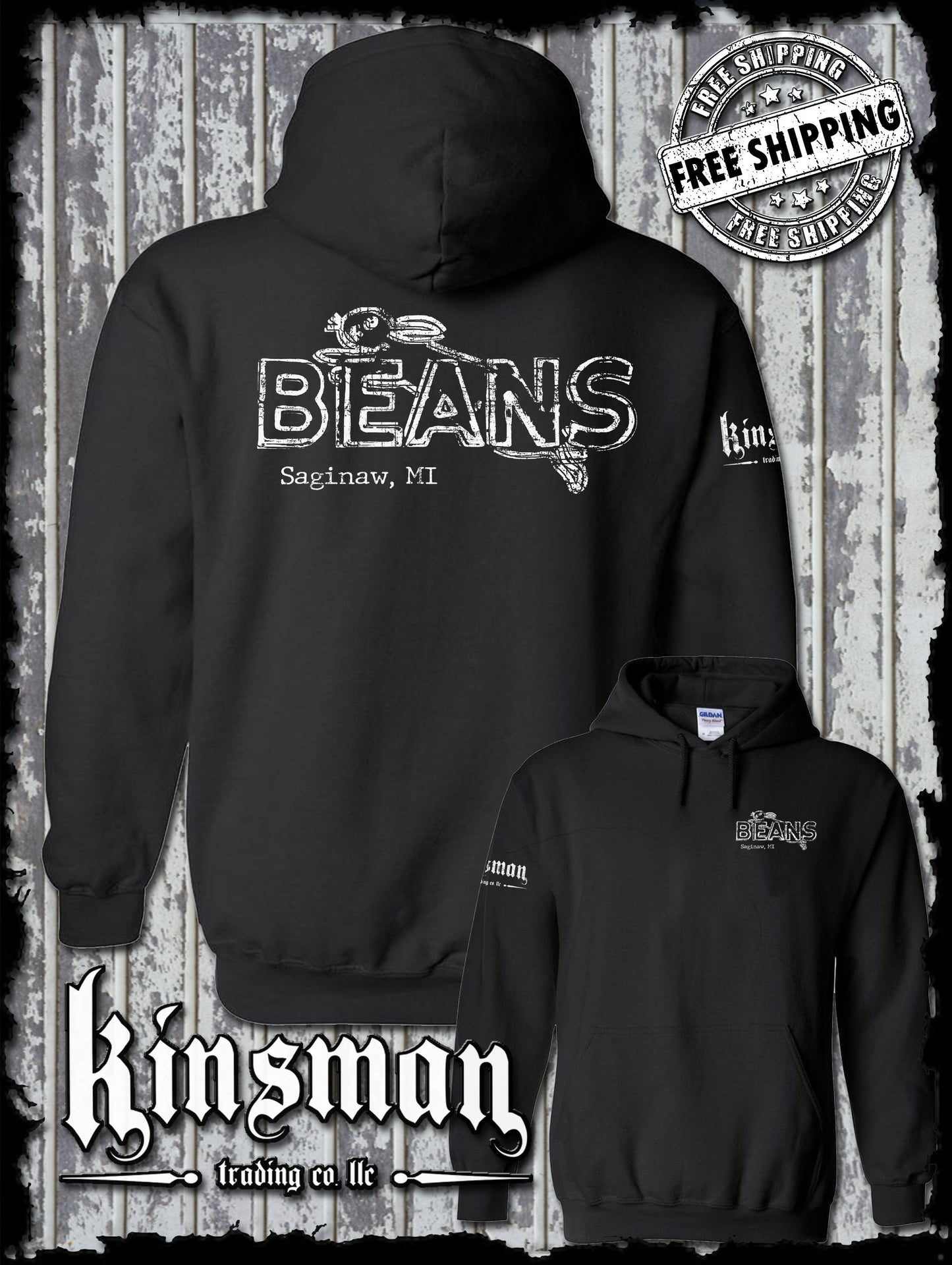 Saginaw Beans Bunny Rabbit 2-Sided Sweatshirt / Hoodie Souvenir Gift Mid-Michigan