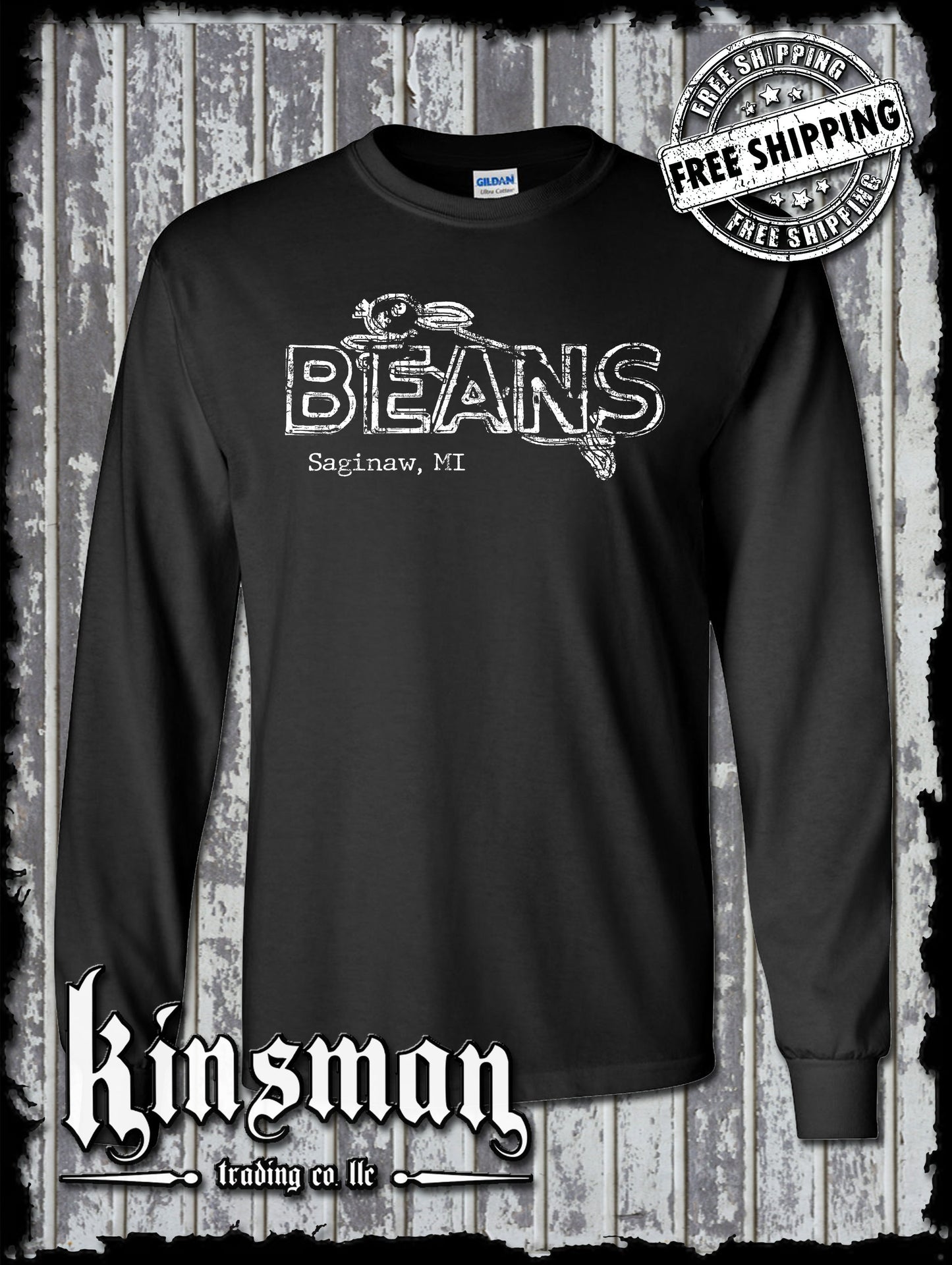 Saginaw Beans Bunny Rabbit Long Sleeve T-Shirt Souvenir Gift Mid-Michigan