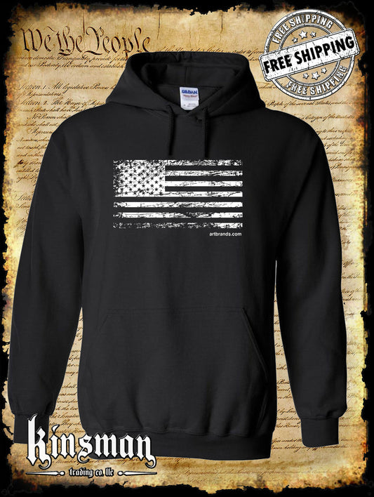 United States Flag Distressed Logo Hoodie / Sweatshirt America USA