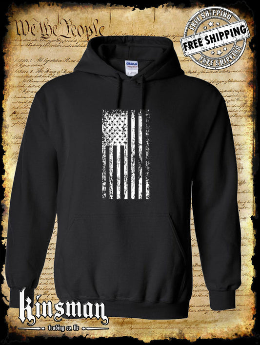 United States Flag Distressed Vertical Logo Hoodie / Sweatshirt America USA