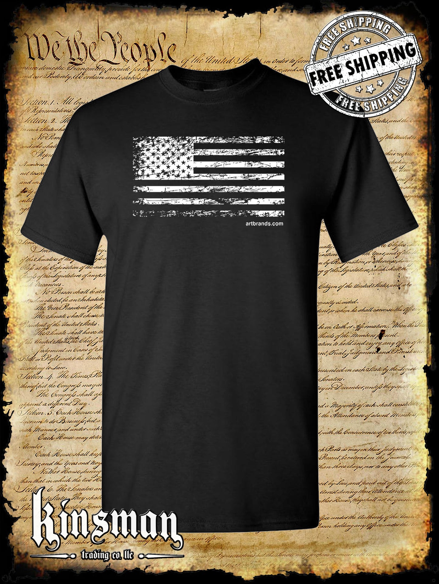United States Flag Distressed Logo T-Shirt USA