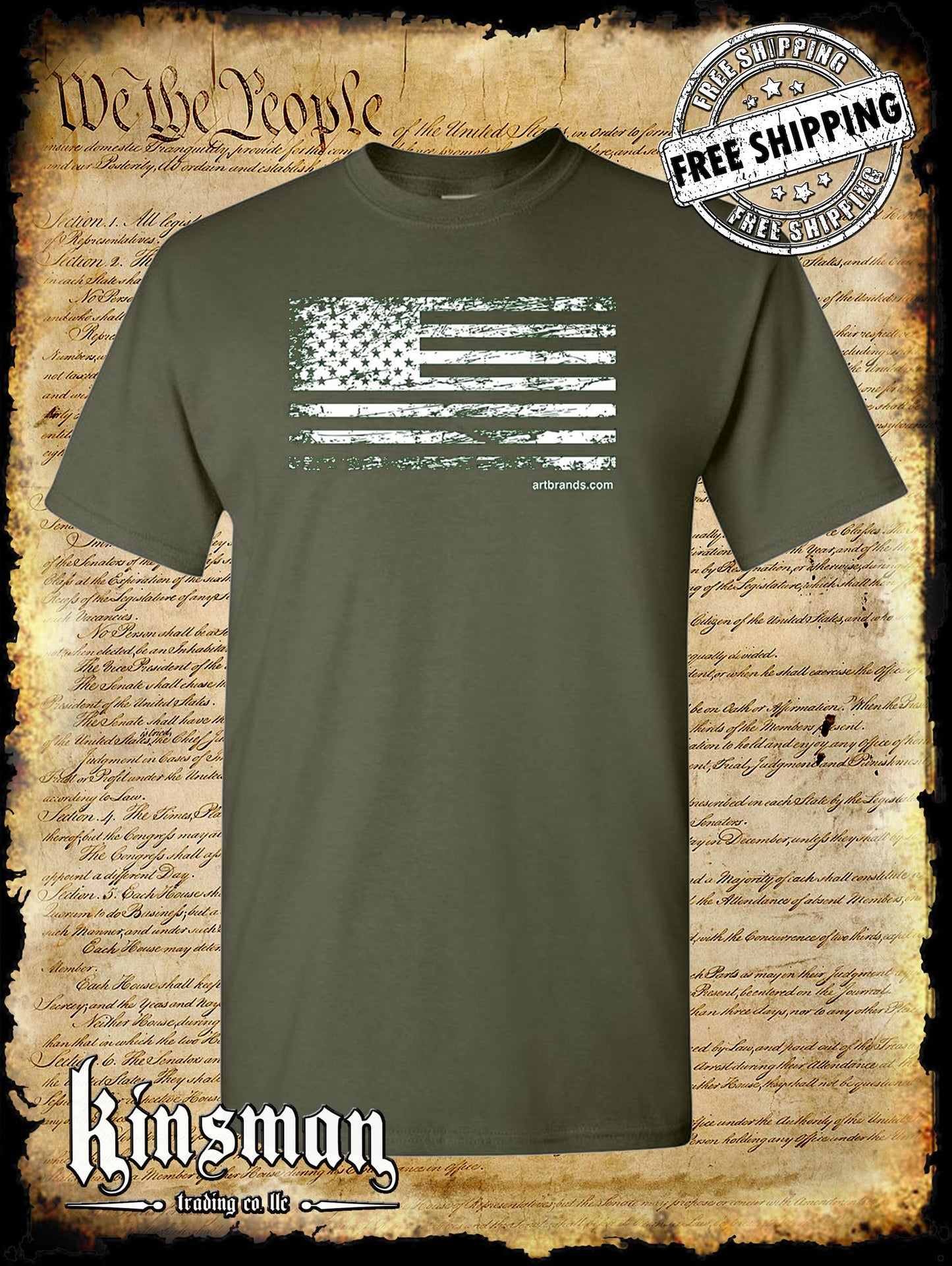 United States Flag Distressed Logo T-Shirt USA