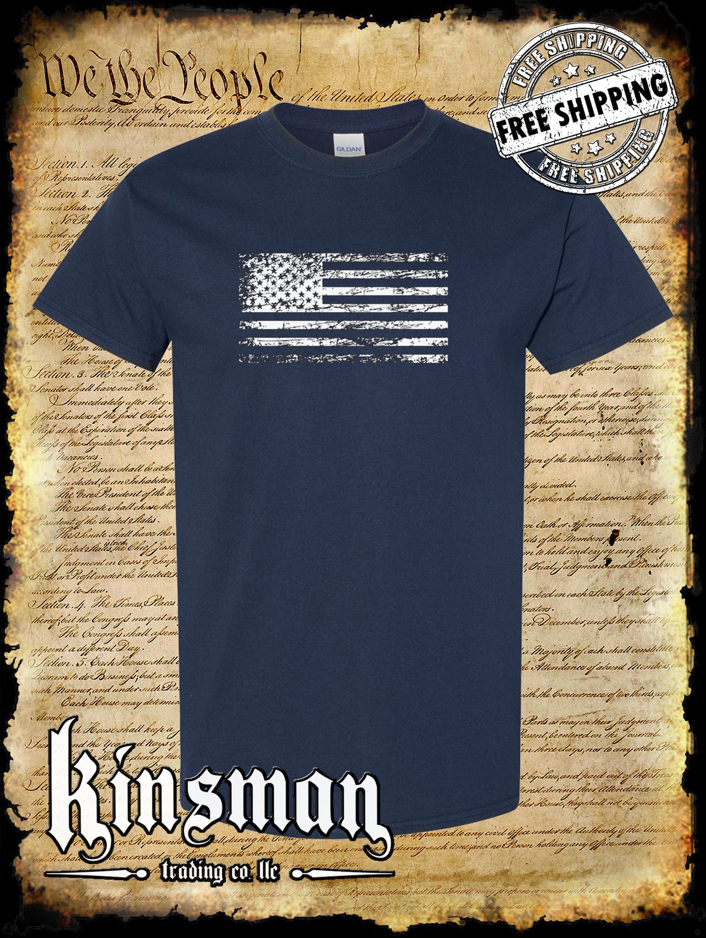 United States Flag Distressed Logo T-Shirt USA