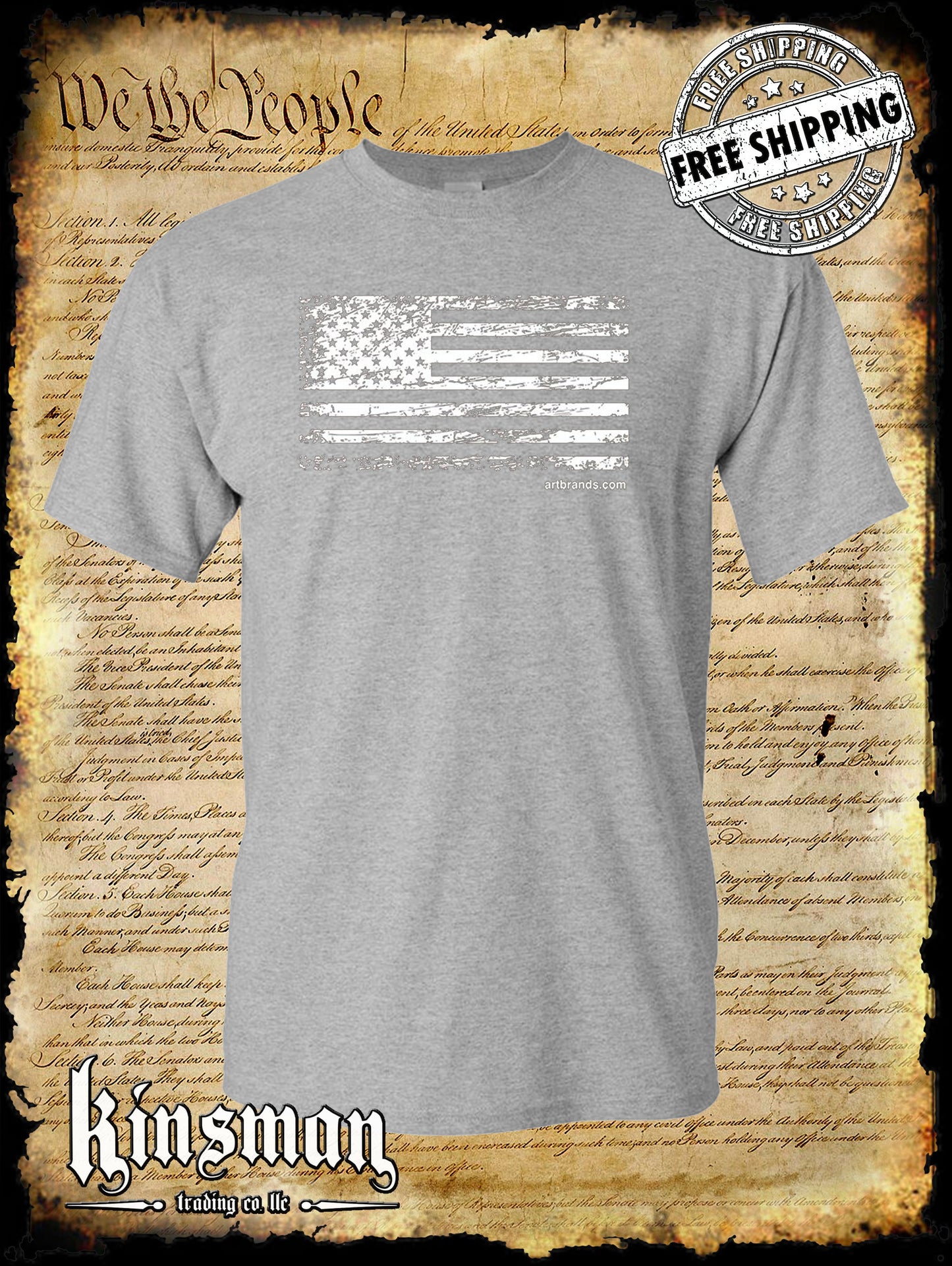 United States Flag Distressed Logo T-Shirt USA