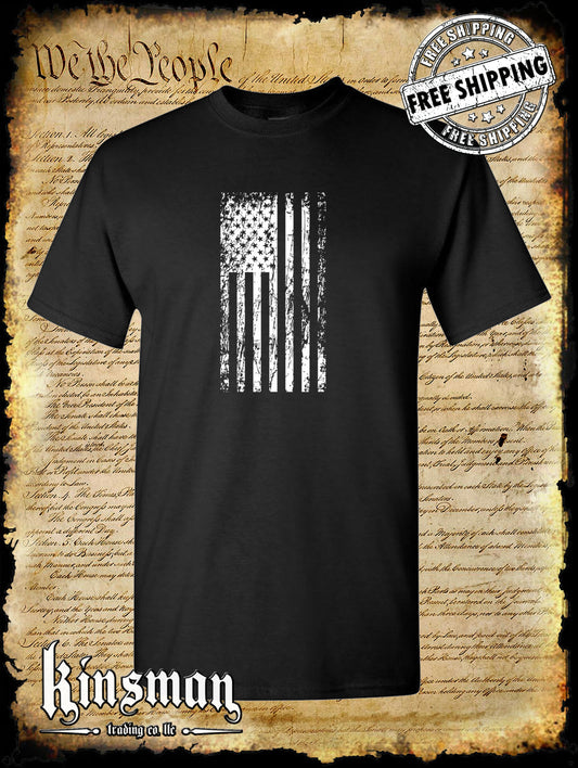 United States Flag Distressed Vertical Logo T-Shirt USA