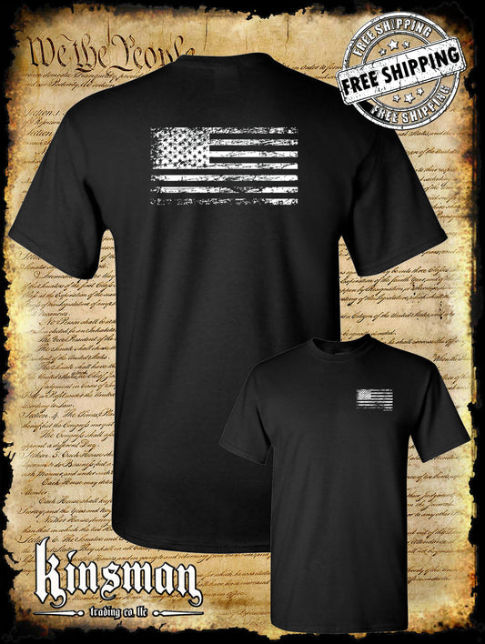 United States Flag Distressed Logo 2-Sided T-Shirt USA