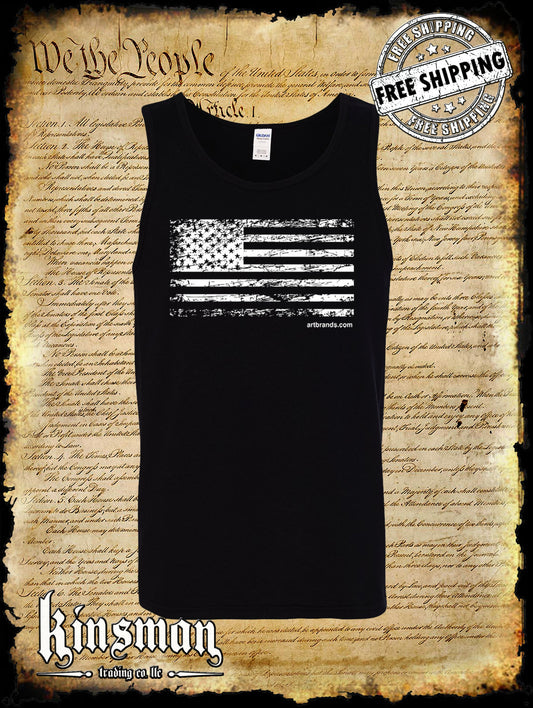 United States Flag Distressed Logo Tank Top T-Shirt USA
