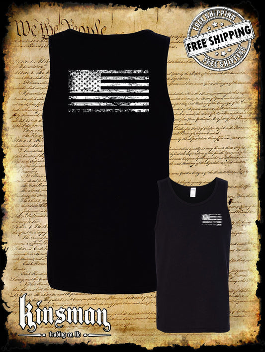 United States Flag Distressed Logo 2-Sided Tank Top T-Shirt USA