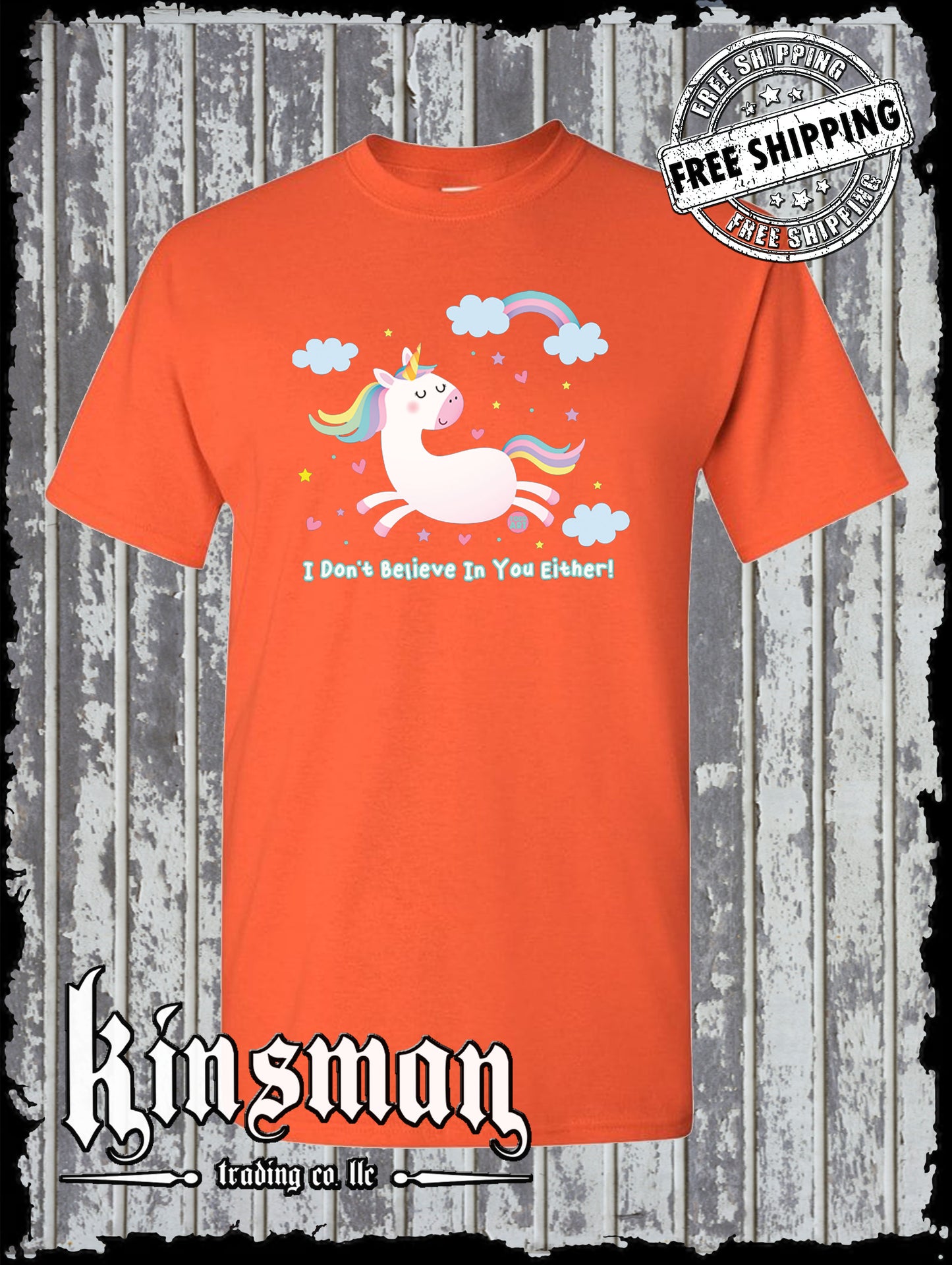 I Don't Believe In You Either Unicorn Funny T-Shirt Todd Goldman Rainbow Clouds