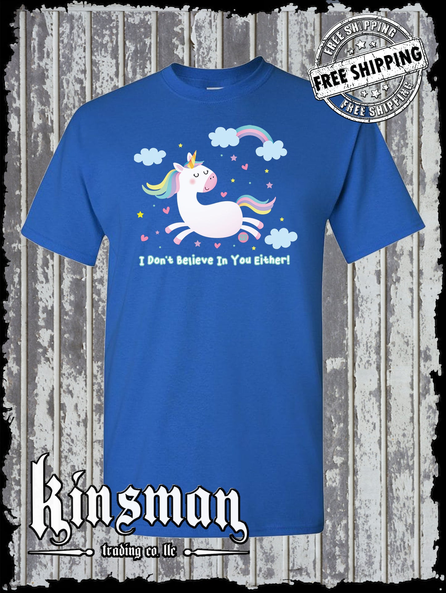 I Don't Believe In You Either Unicorn Funny T-Shirt Todd Goldman Rainbow Clouds