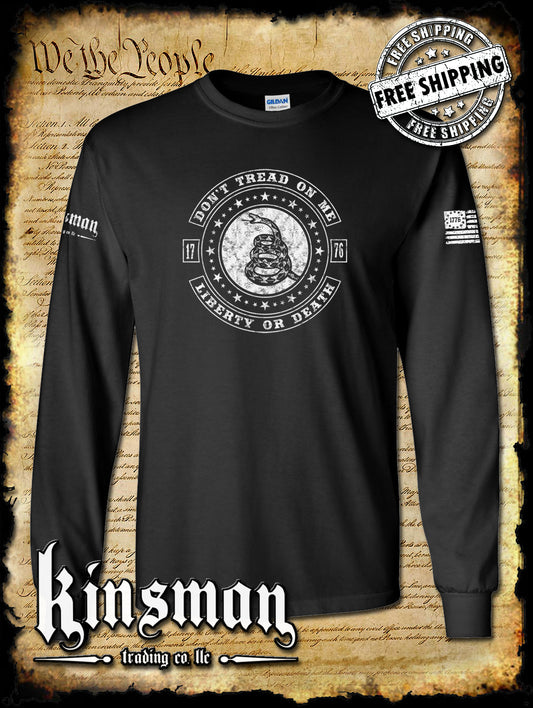 Don't Tread On Me LIBERTY or DEATH Rattlesnake Long Sleeve T-Shirt
