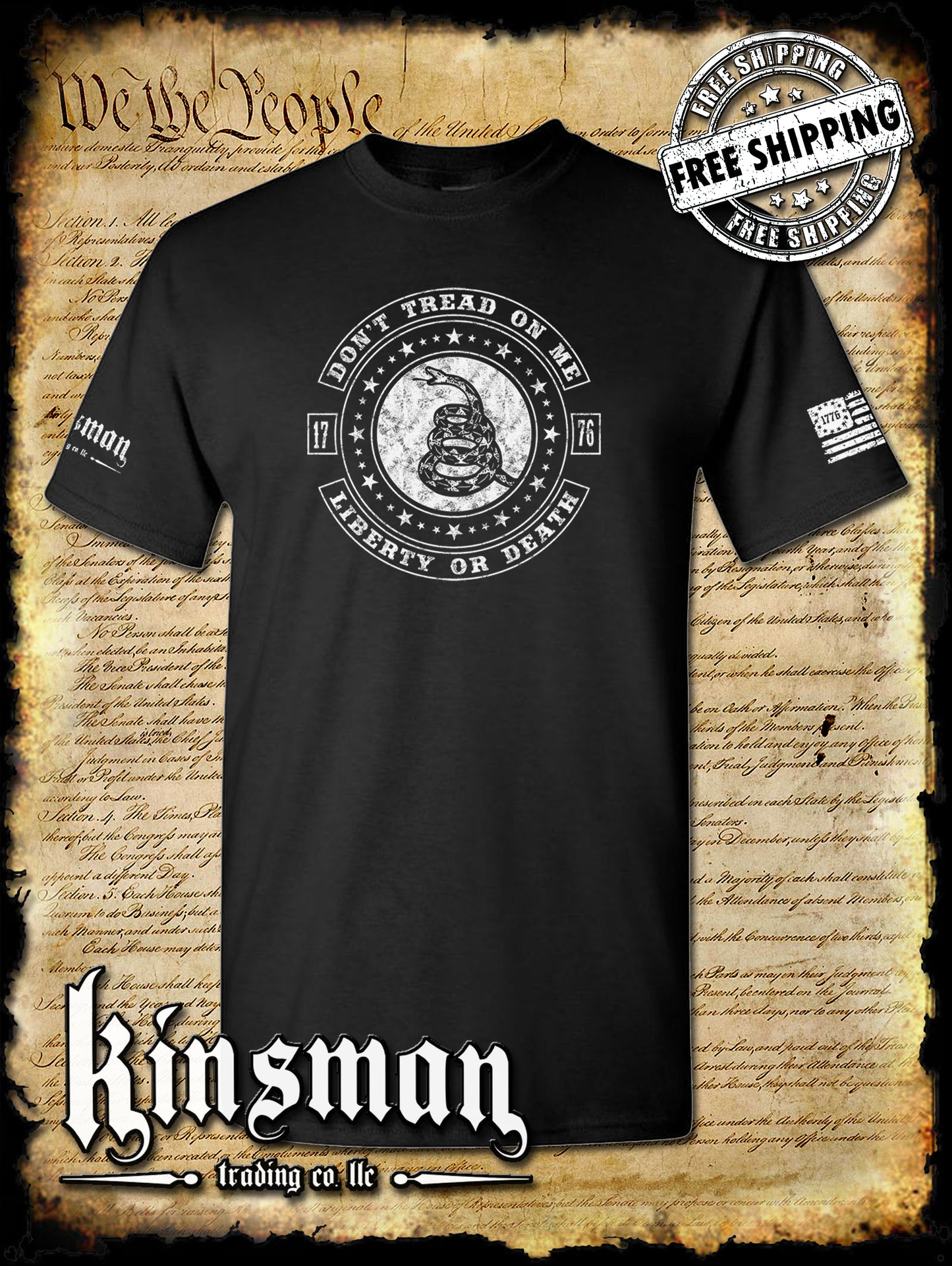 Don't Tread On Me LIBERTY or DEATH Rattlesnake T-Shirt