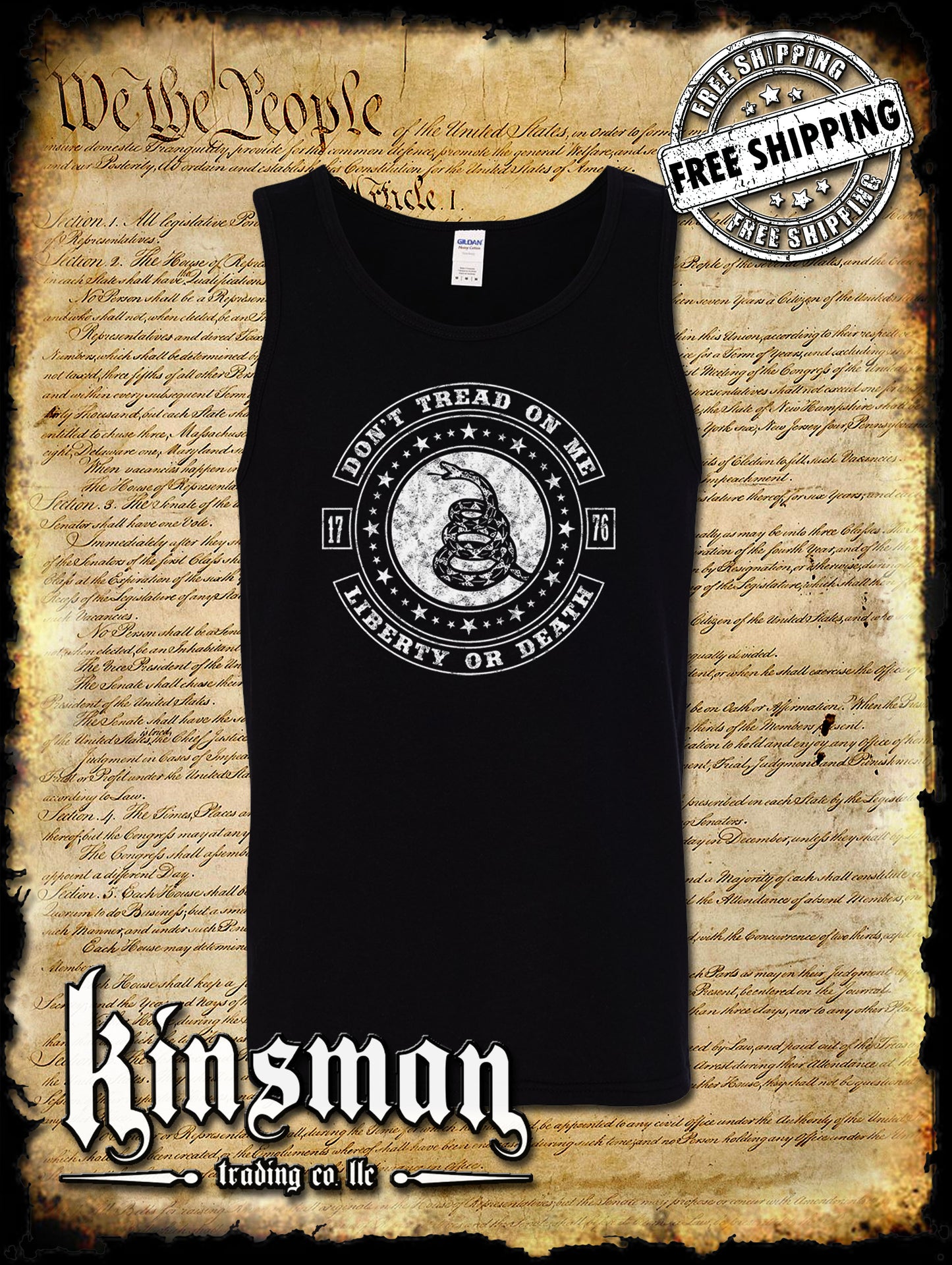 Don't Tread On Me LIBERTY or DEATH Rattlesnake Tank Top T-Shirt