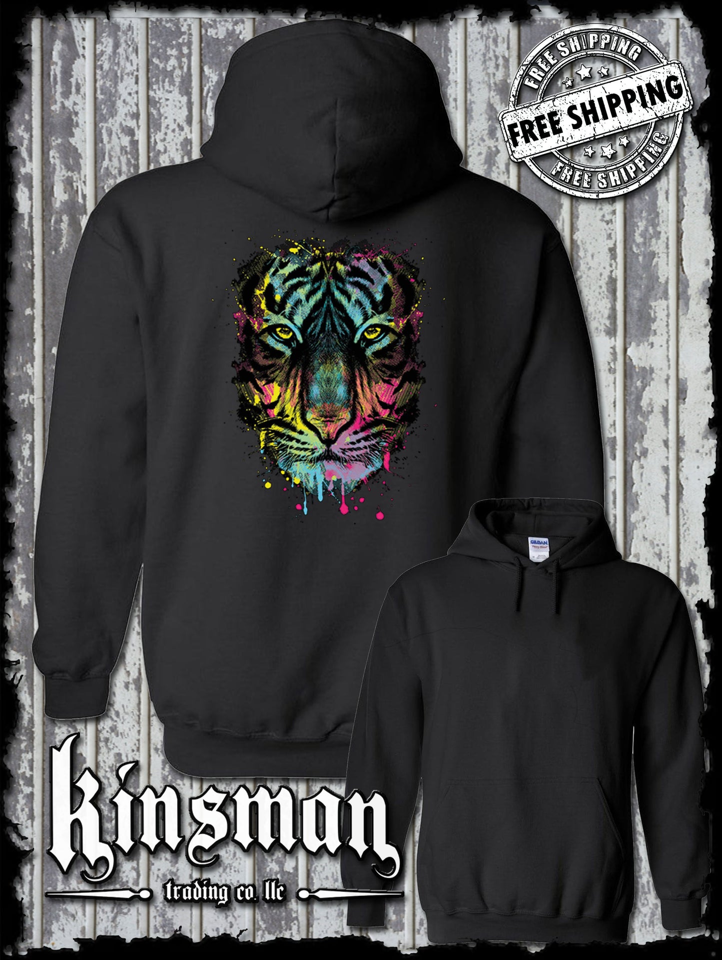 Dripping Tiger Neon Design Wildlife Animal Hoodie / Sweatshirt