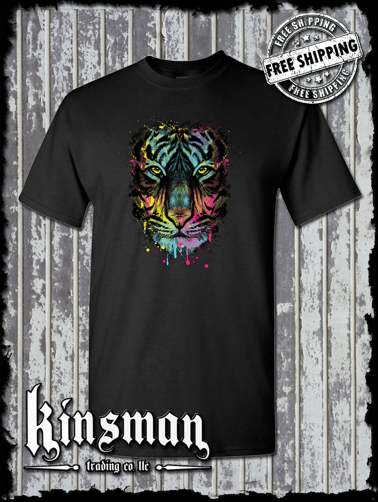Dripping Tiger Neon Design Wildlife Animal T-Shirt