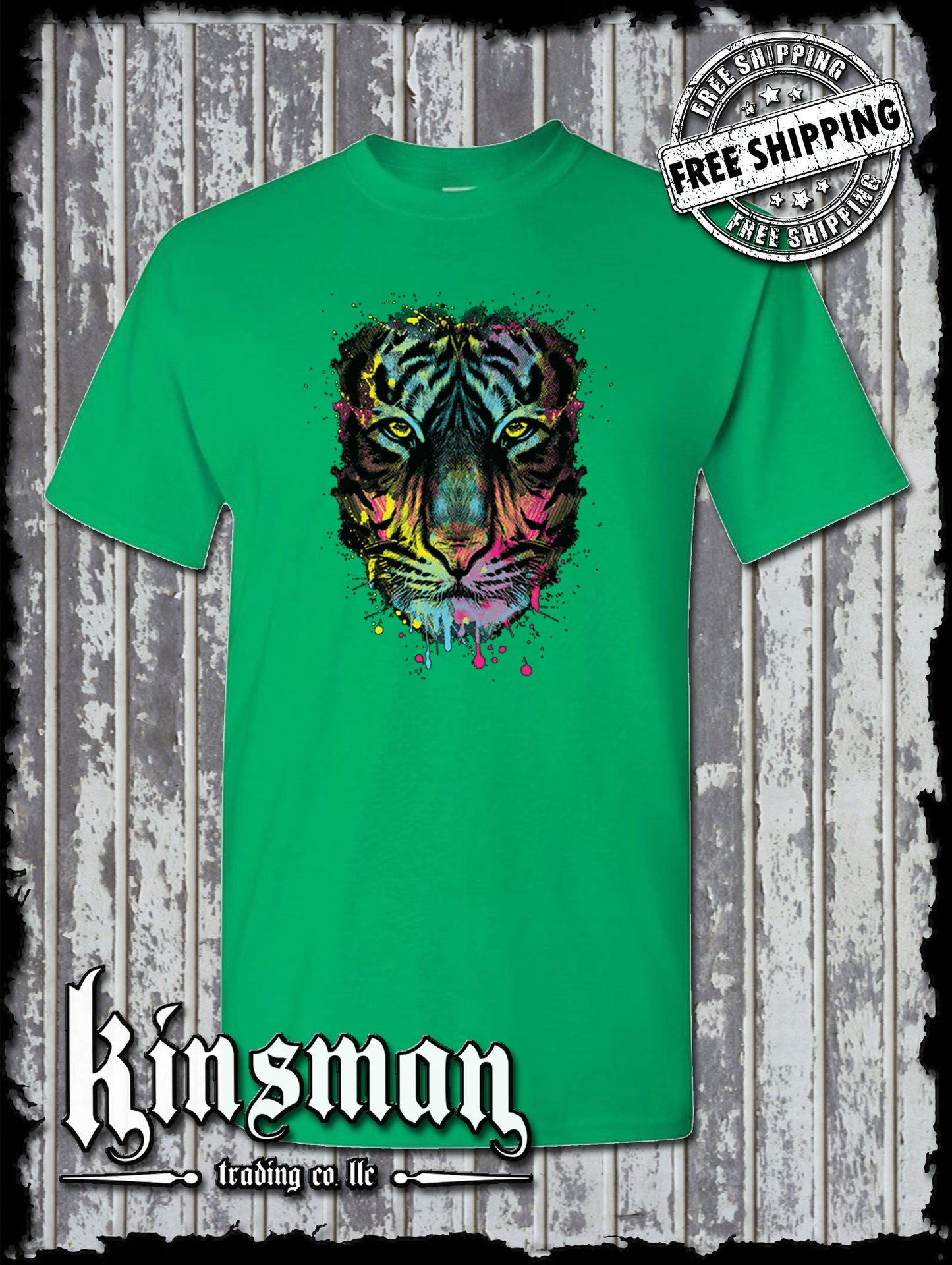 Dripping Tiger Neon Design Wildlife Animal T-Shirt