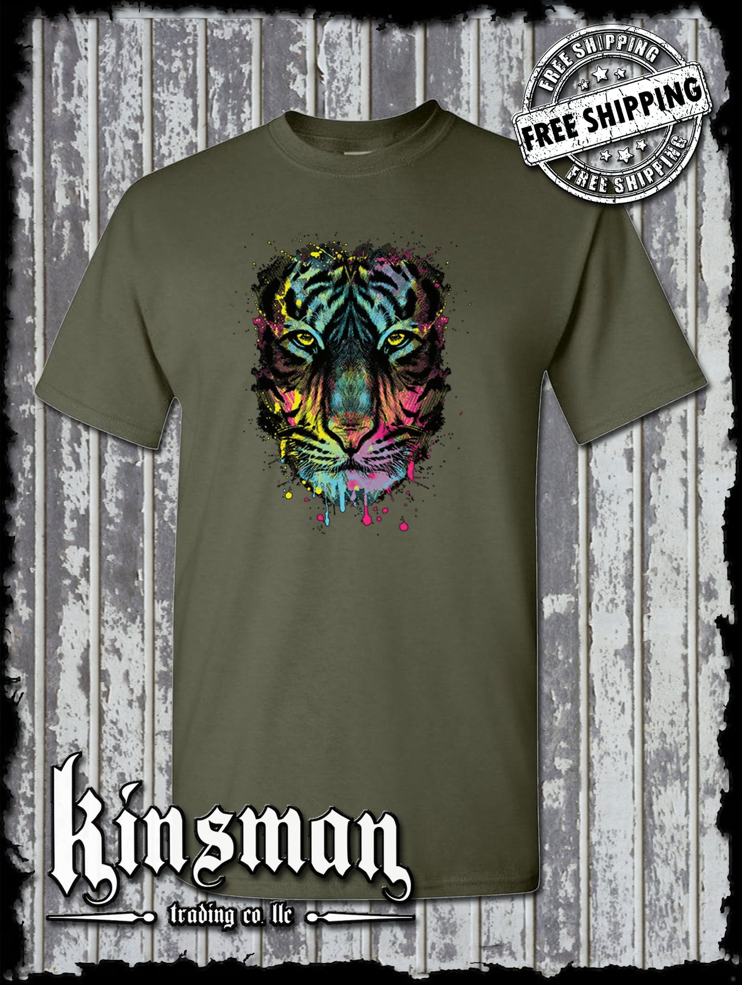 Dripping Tiger Neon Design Wildlife Animal T-Shirt