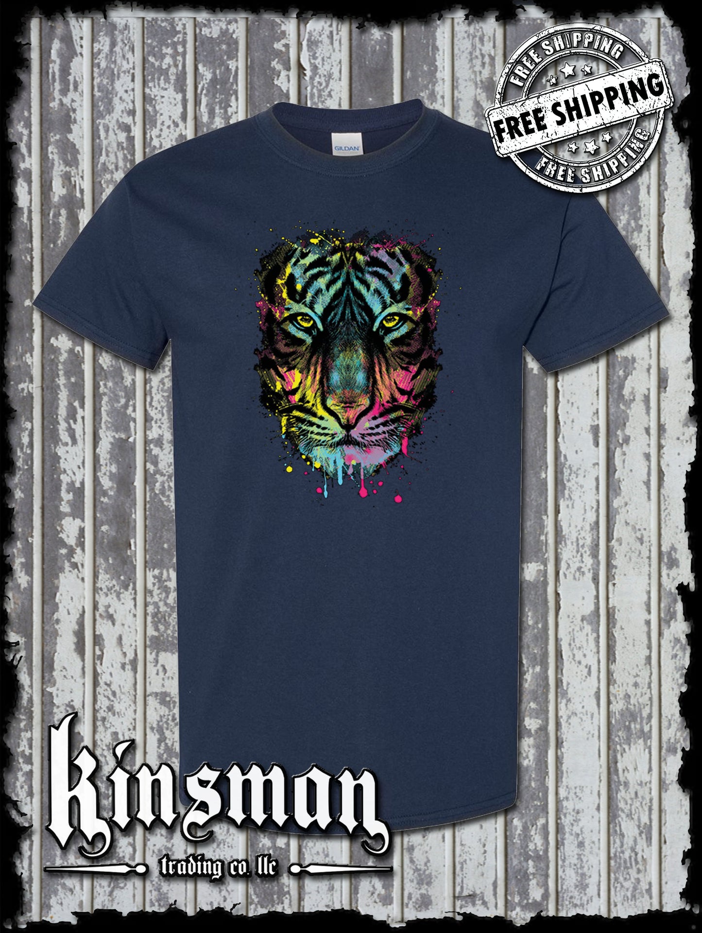 Dripping Tiger Neon Design Wildlife Animal T-Shirt