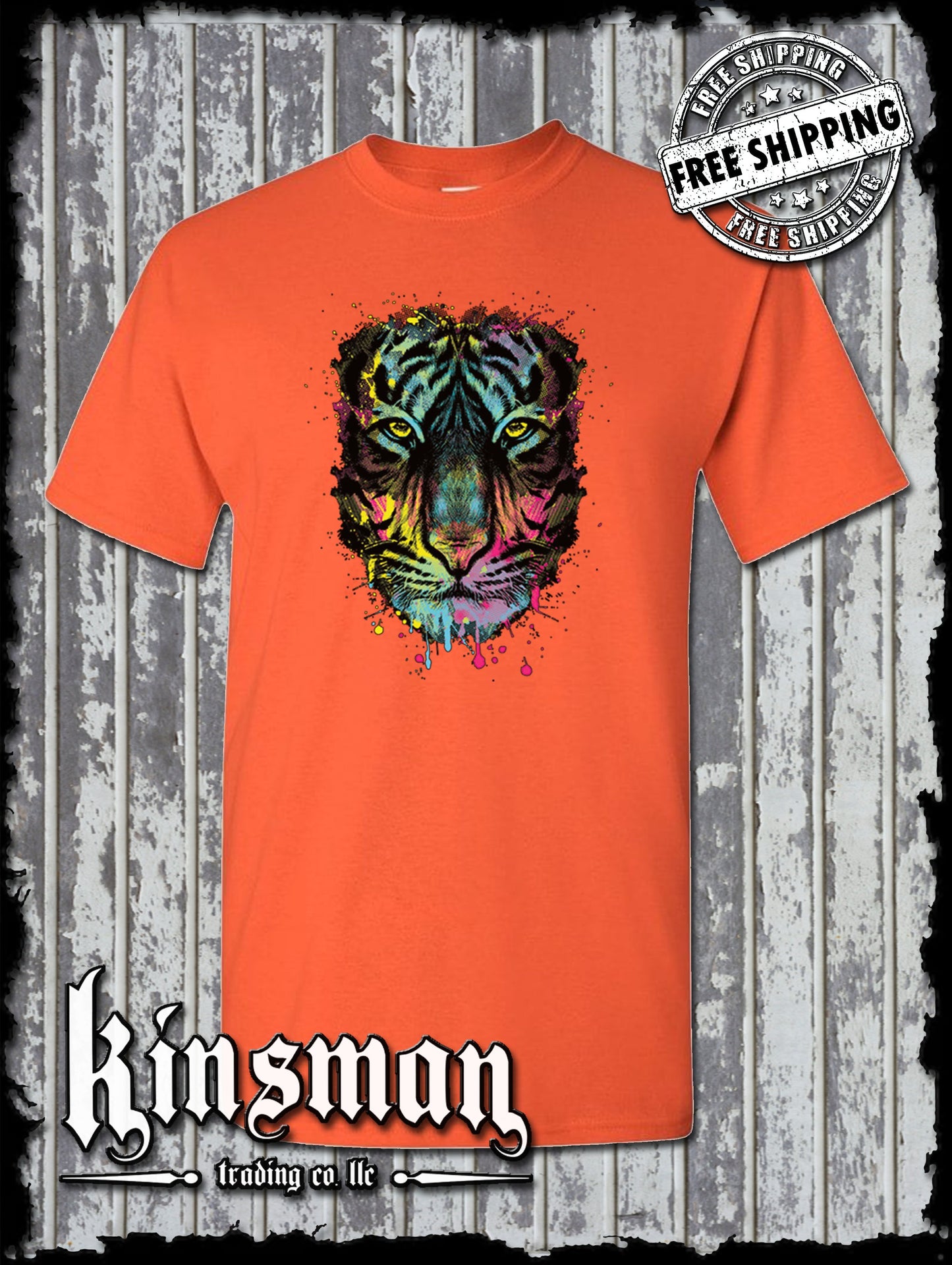 Dripping Tiger Neon Design Wildlife Animal T-Shirt