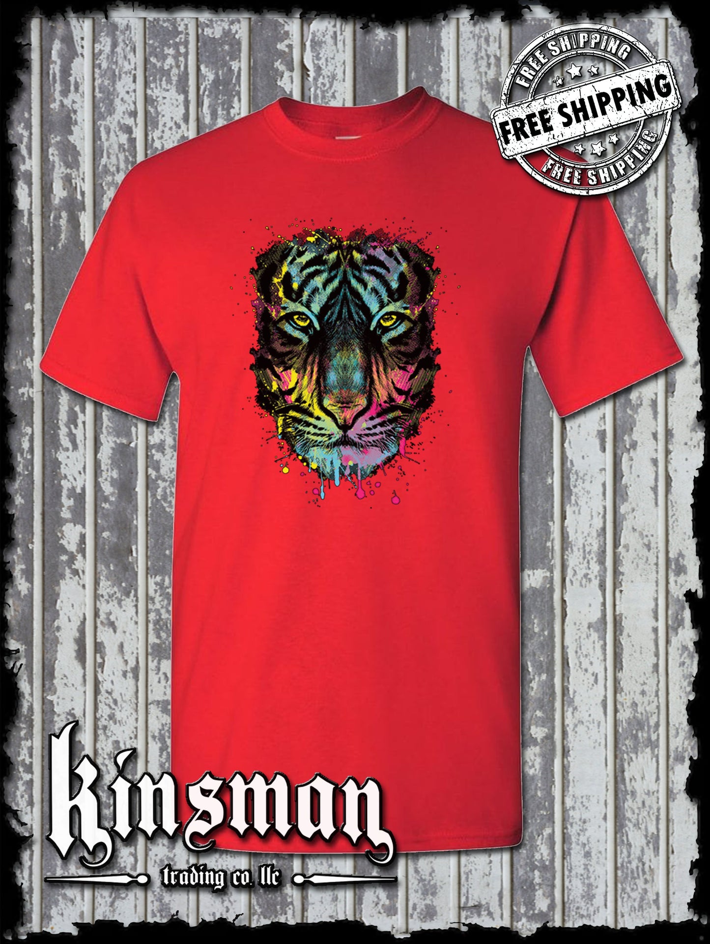 Dripping Tiger Neon Design Wildlife Animal T-Shirt