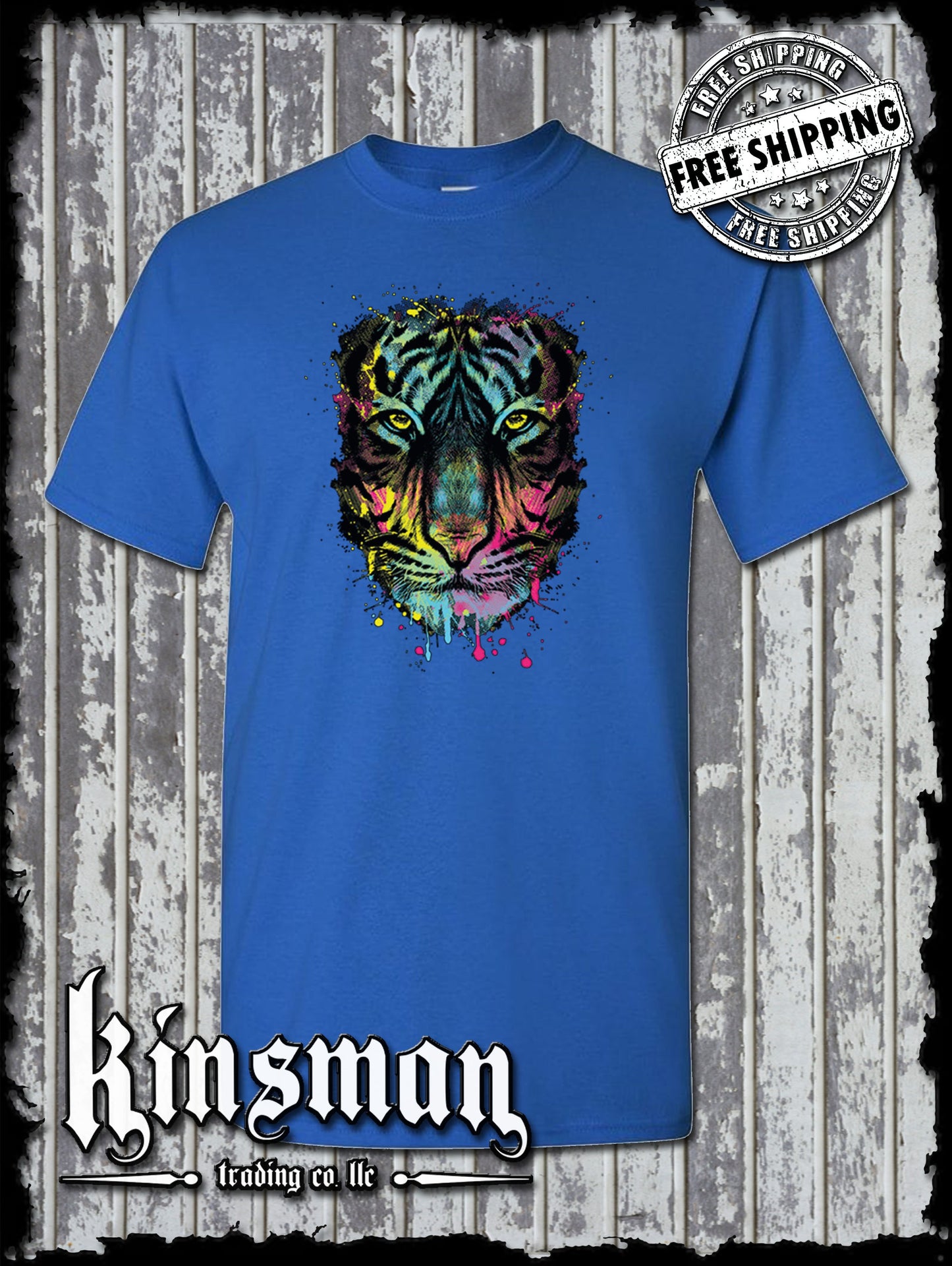 Dripping Tiger Neon Design Wildlife Animal T-Shirt