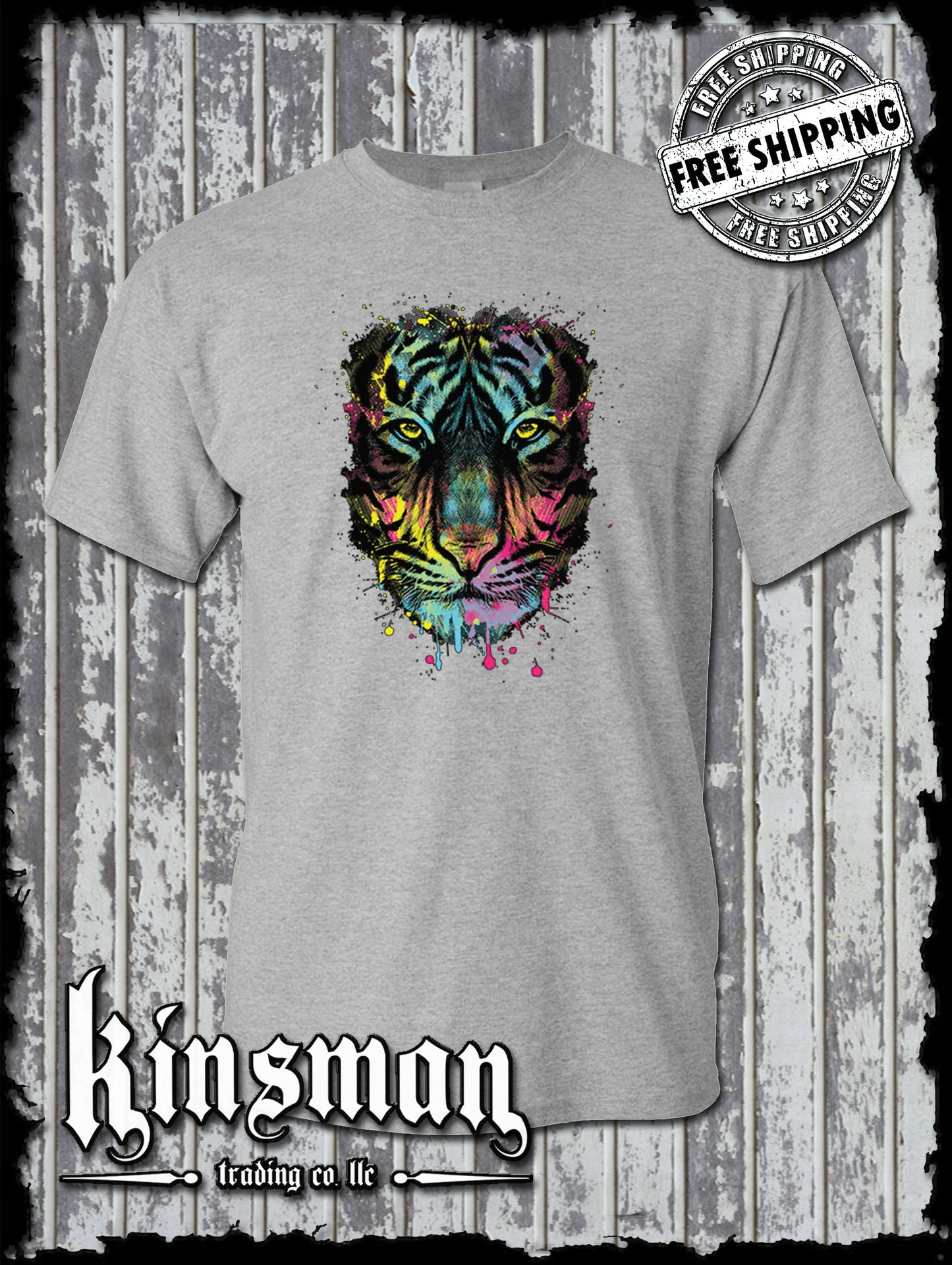 Dripping Tiger Neon Design Wildlife Animal T-Shirt