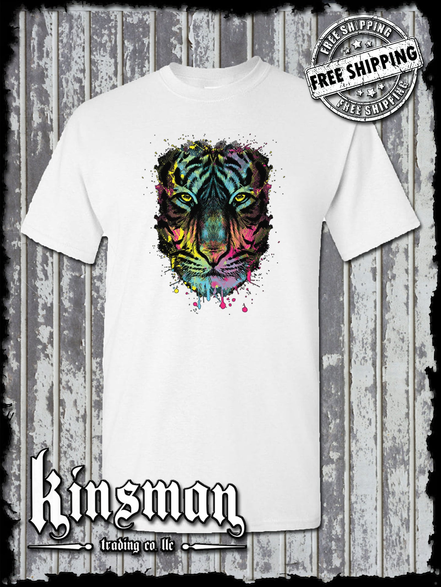 Dripping Tiger Neon Design Wildlife Animal T-Shirt