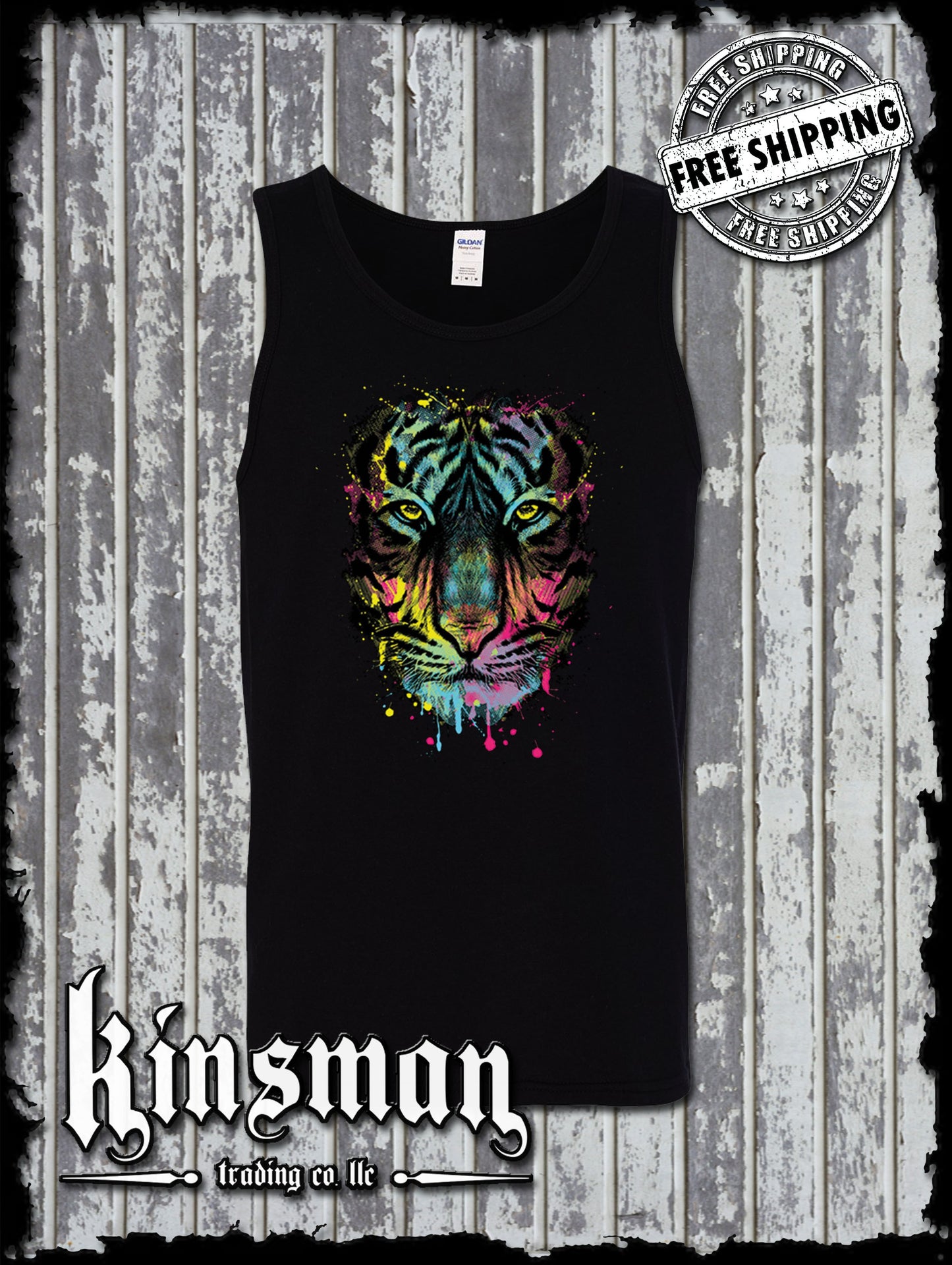 Dripping Tiger Neon Design Wildlife Animal Tank Top T-Shirt