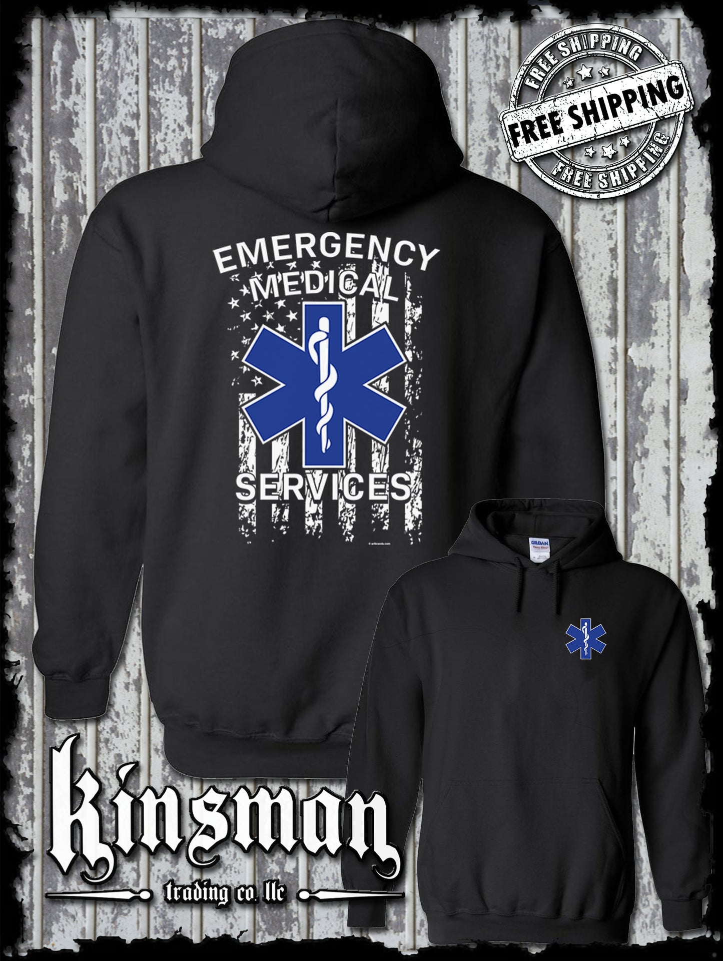 EMS American Flag Hoodie / Sweatshirt - Emergency Medical Services EMT