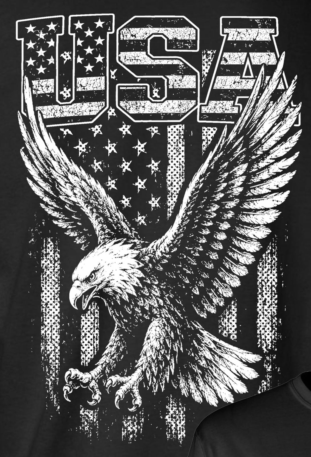 USA Flag with Soaring Bald Eagle Long Sleeve T-Shirt