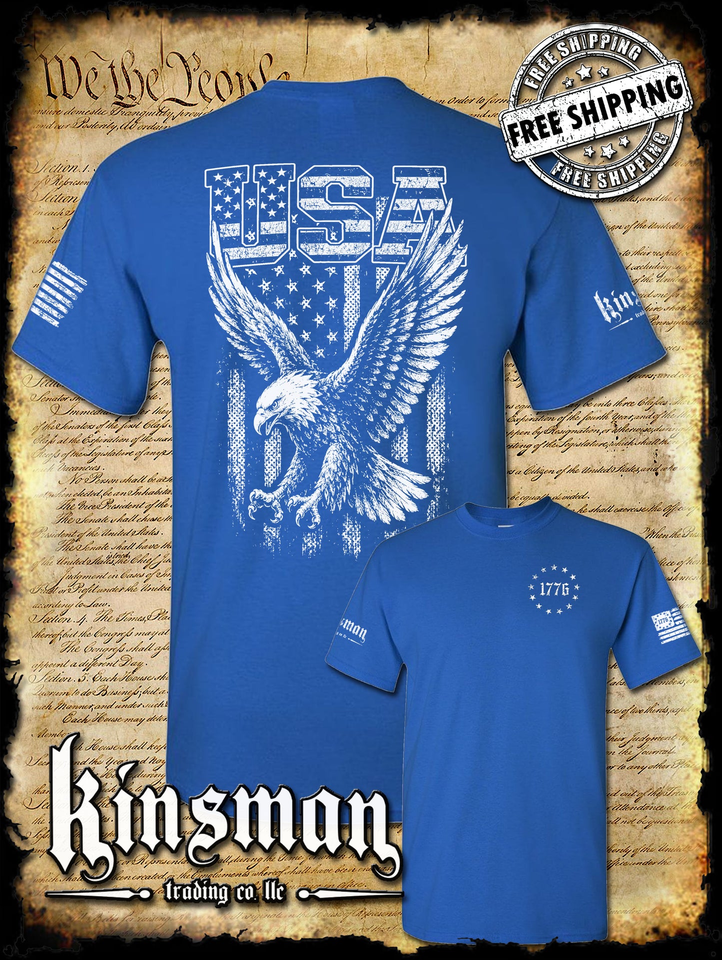 USA Flag with Soaring Bald Eagle T-Shirt