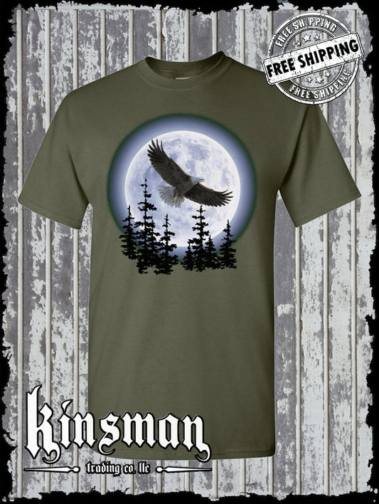 Flying Eagle in Moon T-Shirt Native American Indian Wildlife Trees