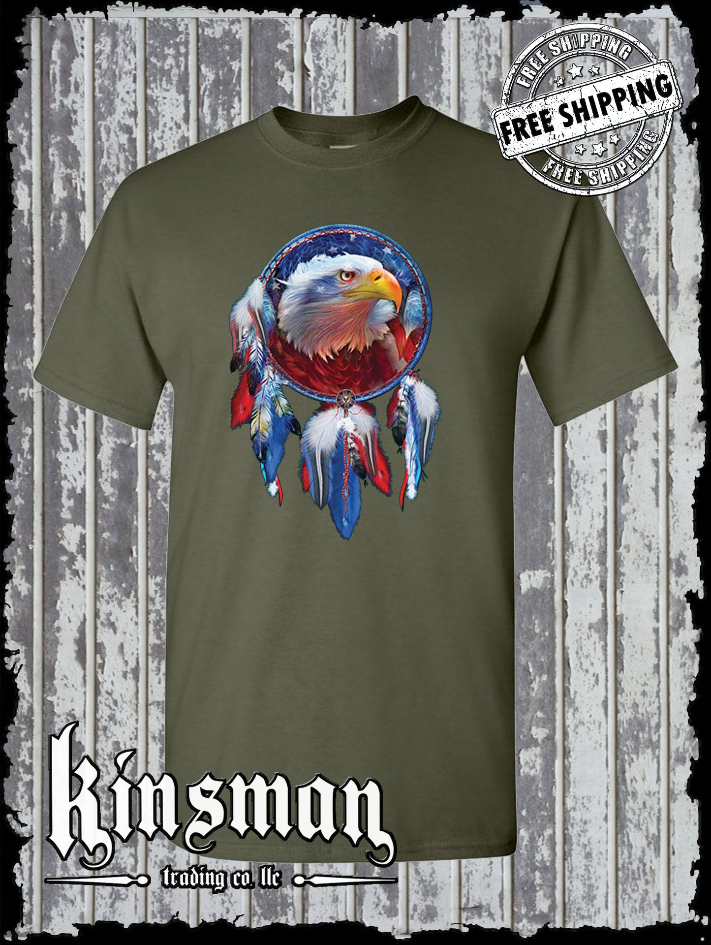 American Flag Eagle Indian Dreamcatcher T-Shirt Native American