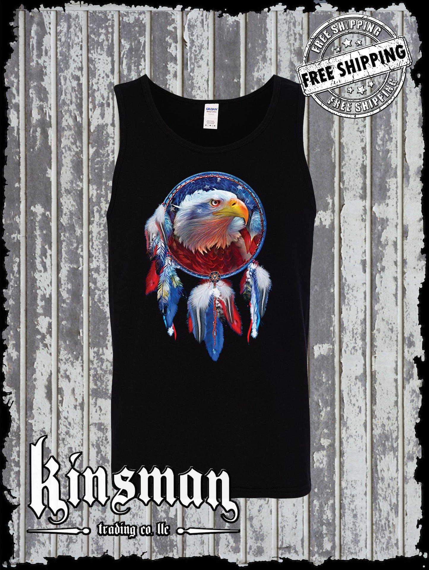 American Flag Eagle Indian Dreamcatcher Tank Top T-Shirt Native American