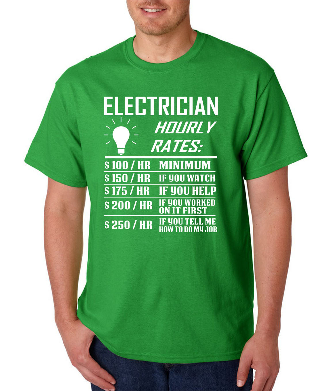Electrician Hourly Rate T-Shirt Funny -Electrical Engineer Father's Day Gag Gift