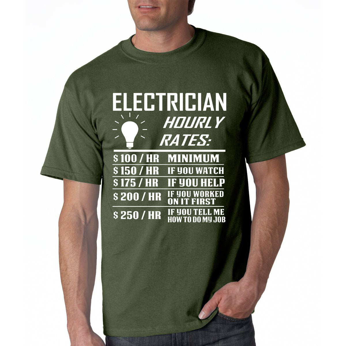 Electrician Hourly Rate T-Shirt Funny -Electrical Engineer Father's Day Gag Gift