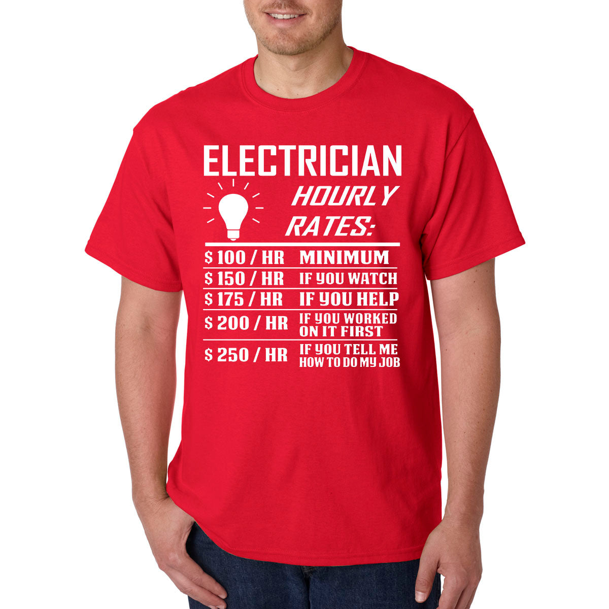 Electrician Hourly Rate T-Shirt Funny -Electrical Engineer Father's Day Gag Gift