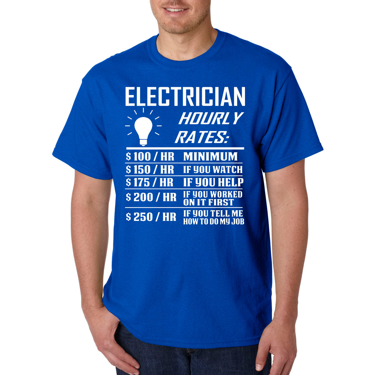 Electrician Hourly Rate T-Shirt Funny -Electrical Engineer Father's Day Gag Gift