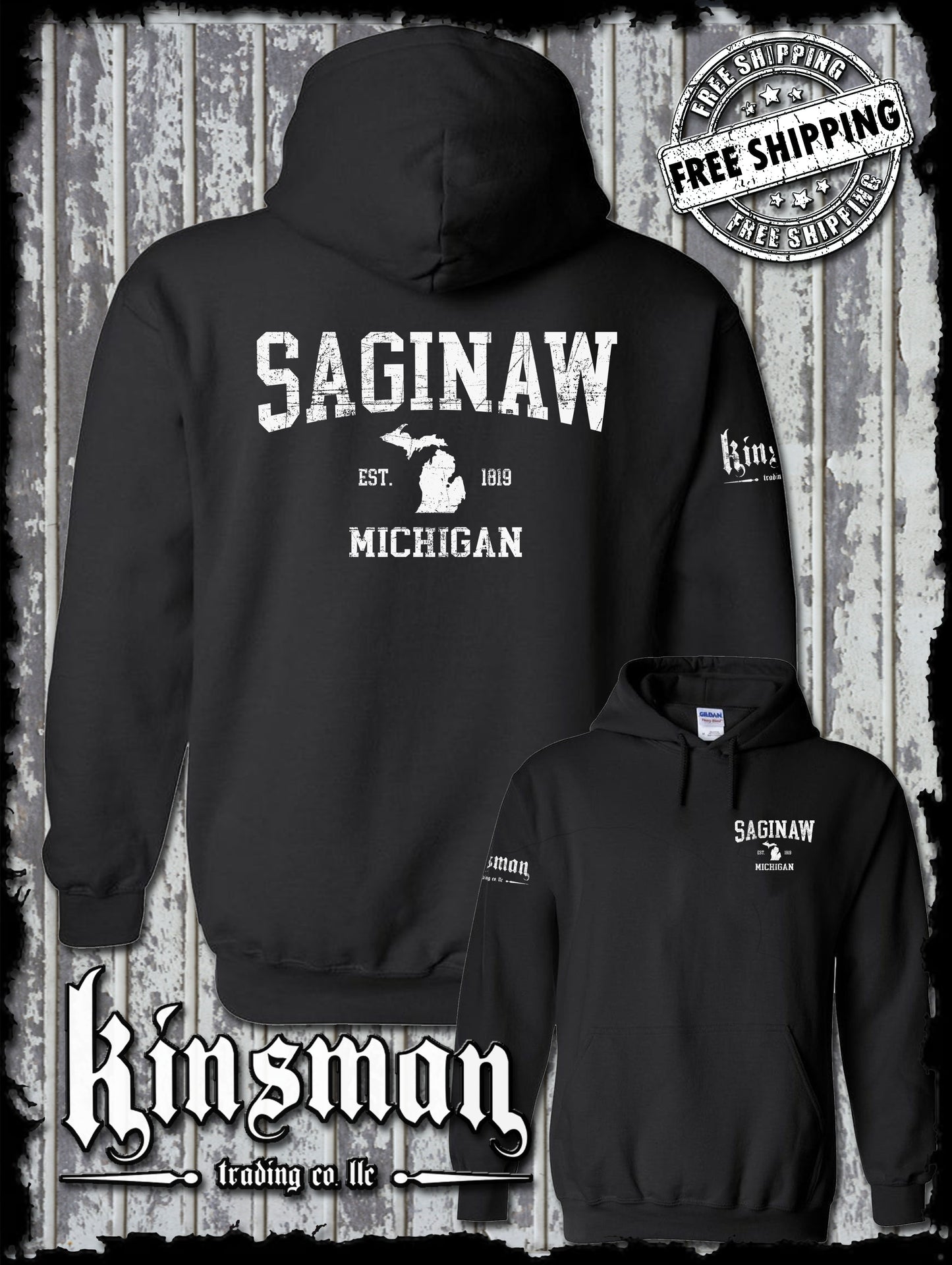 Saginaw Michigan Est 1819 2-Sided Hoodie / Sweatshirt