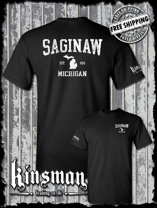 Saginaw Michigan Est 1819 2-Sided T-Shirt