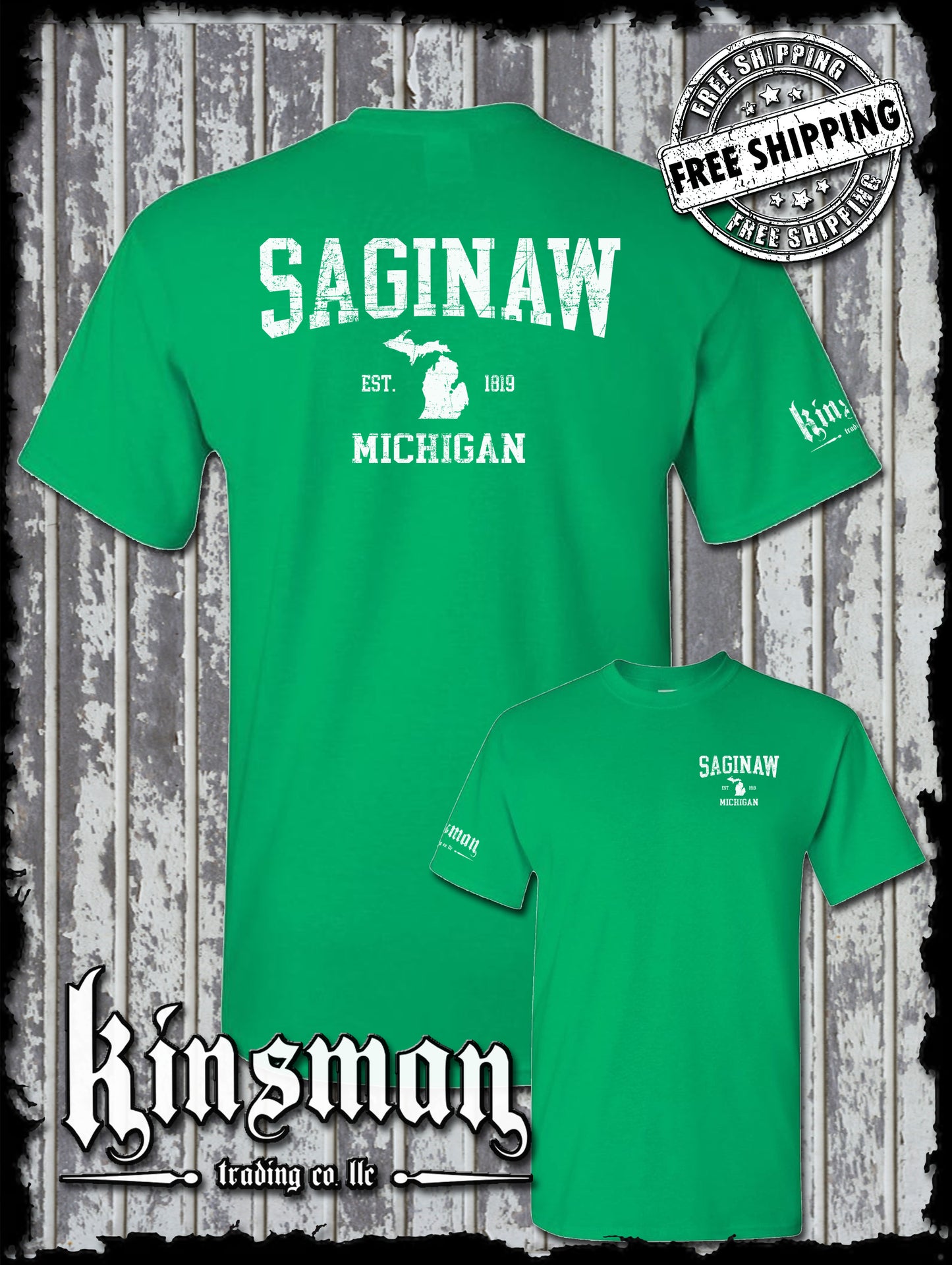 Saginaw Michigan Est 1819 2-Sided T-Shirt