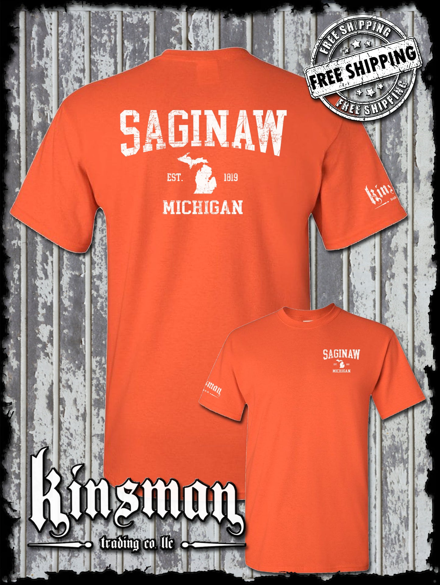 Saginaw Michigan Est 1819 2-Sided T-Shirt