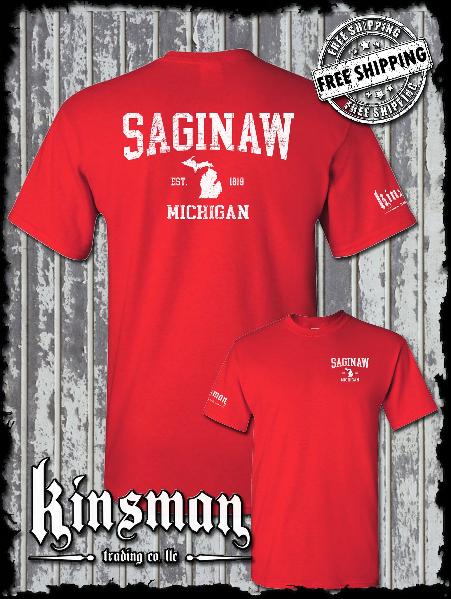 Saginaw Michigan Est 1819 2-Sided T-Shirt