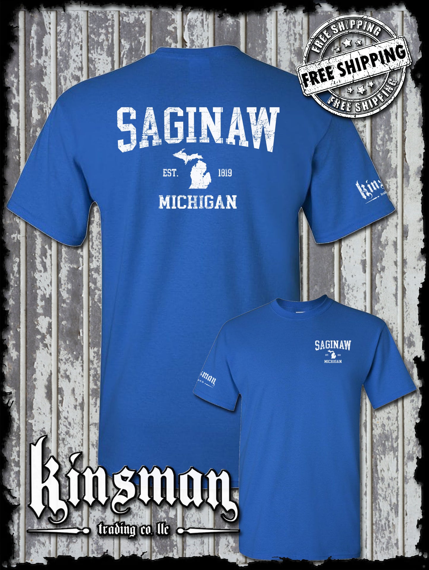 Saginaw Michigan Est 1819 2-Sided T-Shirt