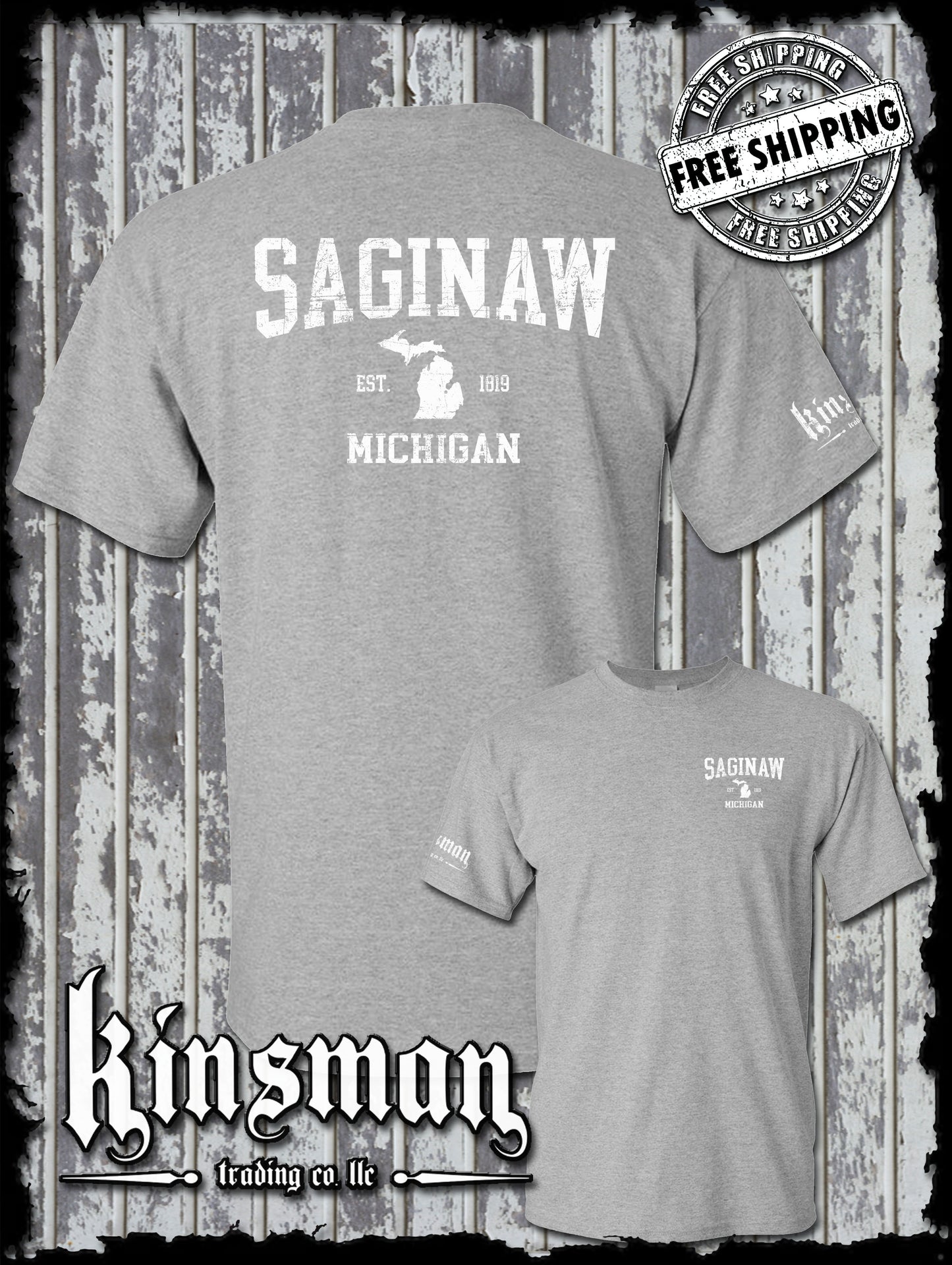 Saginaw Michigan Est 1819 2-Sided T-Shirt